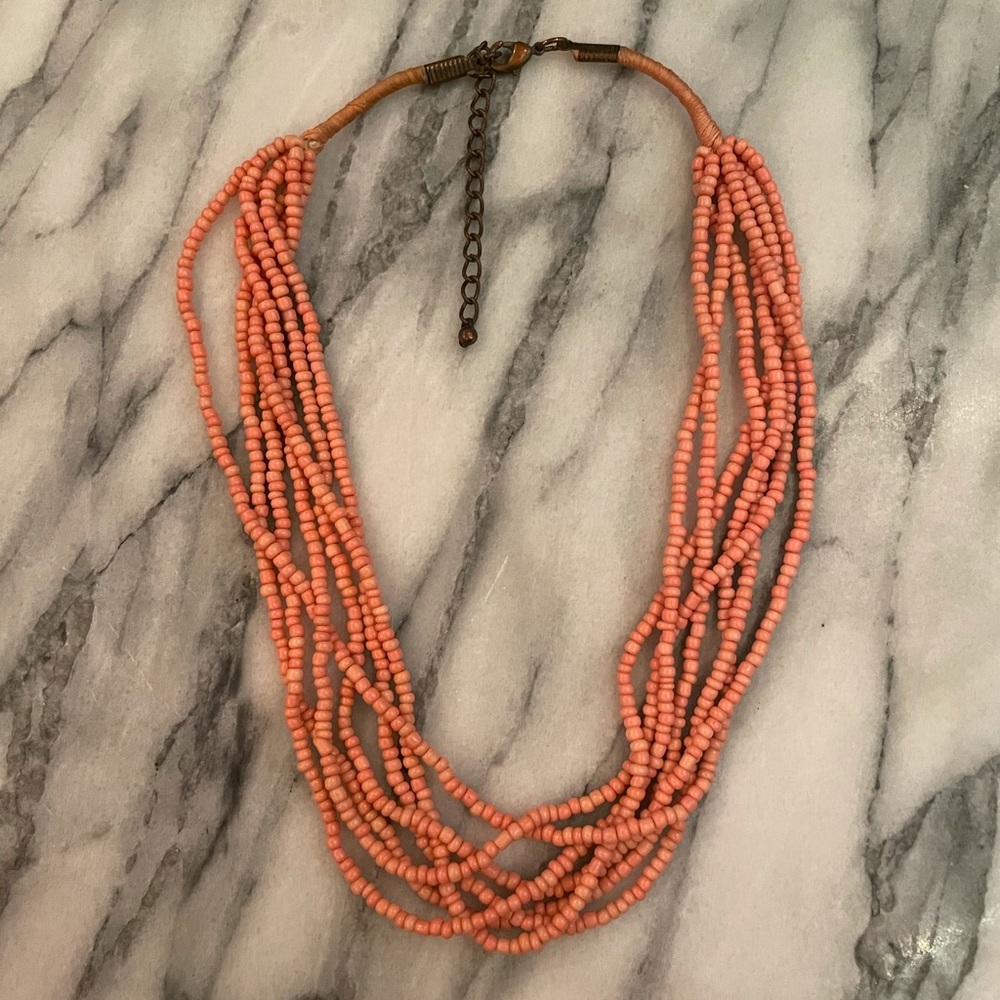 GUC Shop Sosie Coral Beaded Multi-Strand Statement Necklace